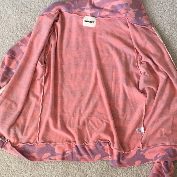 Monrow Pink Camouflage ZIP Hoodie size L New - Picture 6 of 7